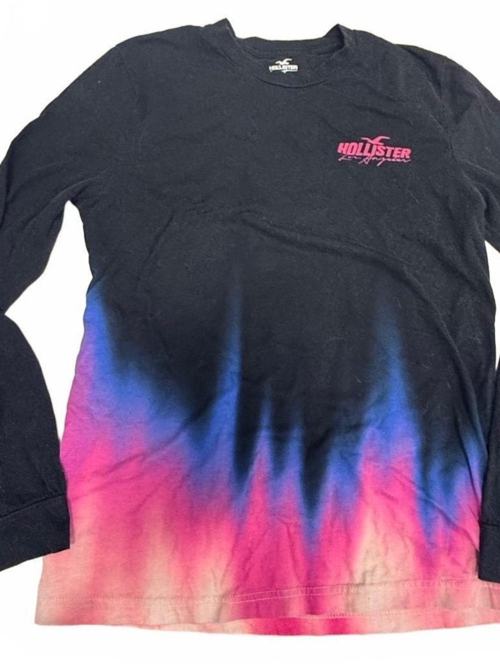 Hollister Black Tie-Dye Long Sleeve Shirt men unisex Small
